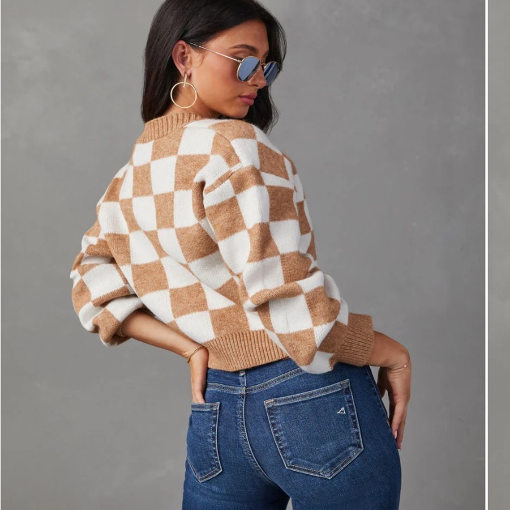 Vici Tan and white cardigan - Picture 3 of 9